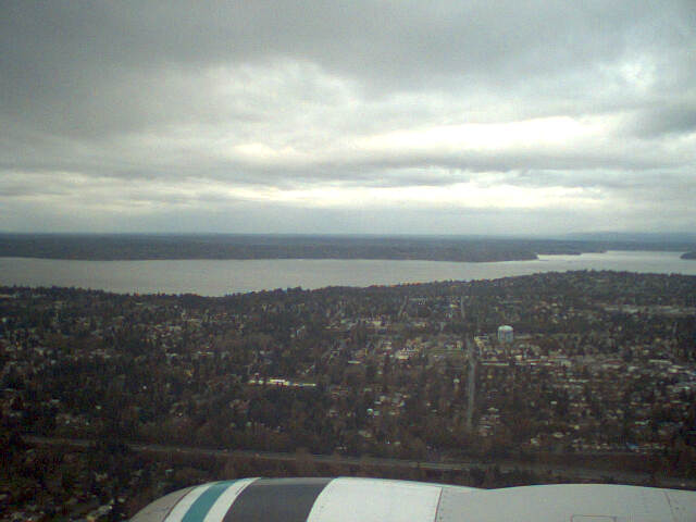 Flying into Seattle.