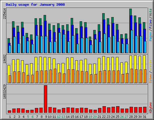 Daily usage for January 2008