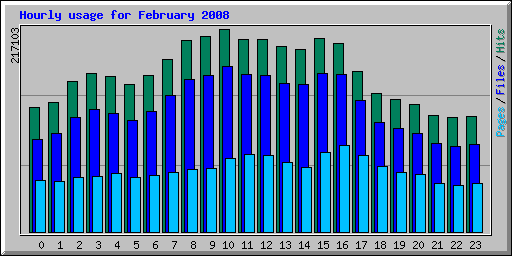 Hourly usage for February 2008