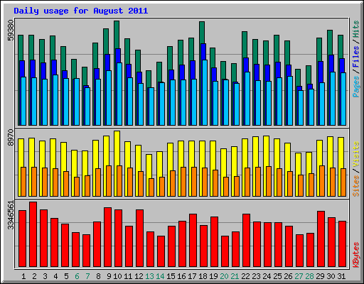 Daily usage for August 2011