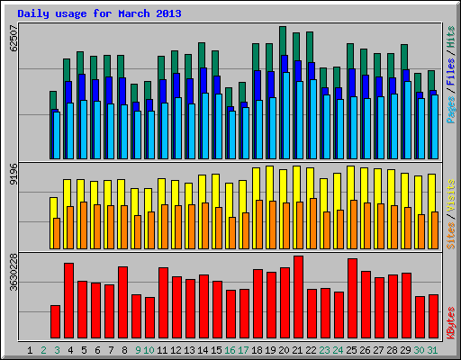 Daily usage for March 2013