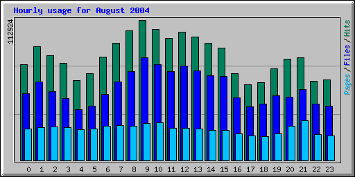 Hourly usage for August 2004