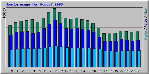 Hourly usage for August 2008
