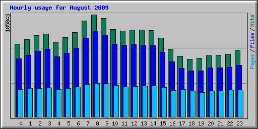 Hourly usage for August 2009