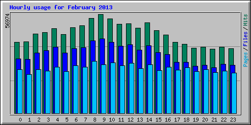 Hourly usage for February 2013